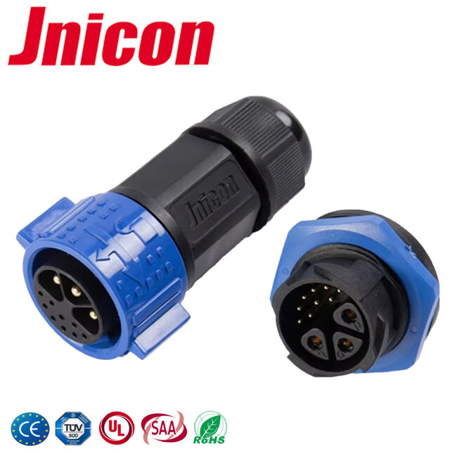 M25 3 Pin Power Plug Socket Connectors UL Push Lock 9 Pin Data Connector