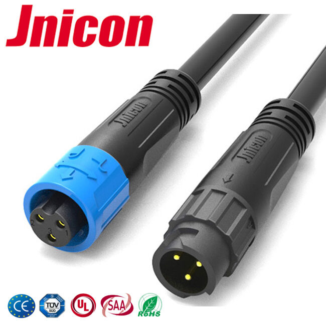M12 300V LED 3-Pin-Wasserdichtes Steckverbindungskabel Außenanschluss IP67