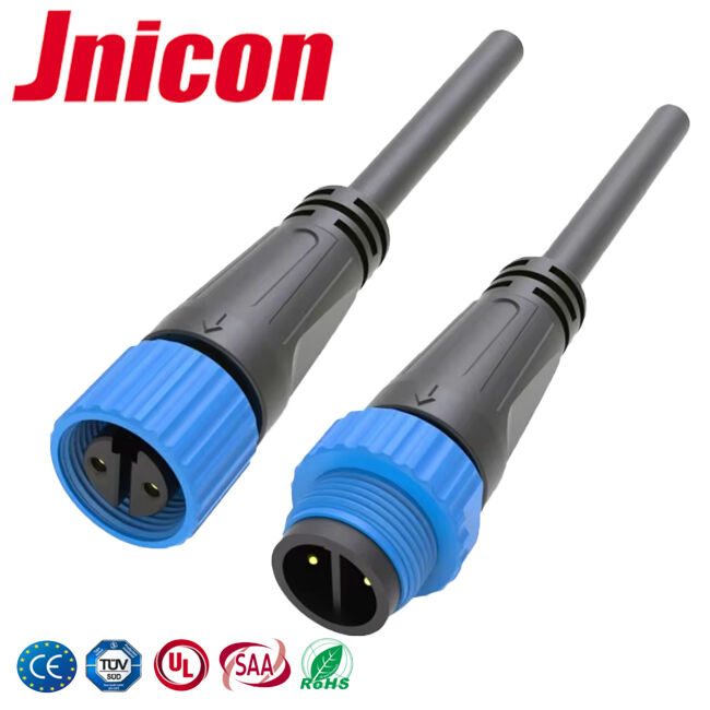 M15 2 Pin 10A Wasserdichtes Kabelanschluss übergeformt 300V LED-Leistung Schraubverriegelungsanschluss