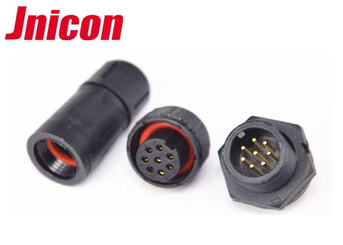 Schwarzer wasserdichter DC-Verbindungsstück-Stecker und Sockel 8 Beleuchtungs-Platten-Berg IP67 Pin LED