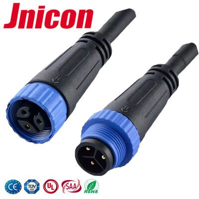 Goldplattierte 3-Pin-Wasserdichte Kabelverbindung M15 10A 300V für Outdoor-LED